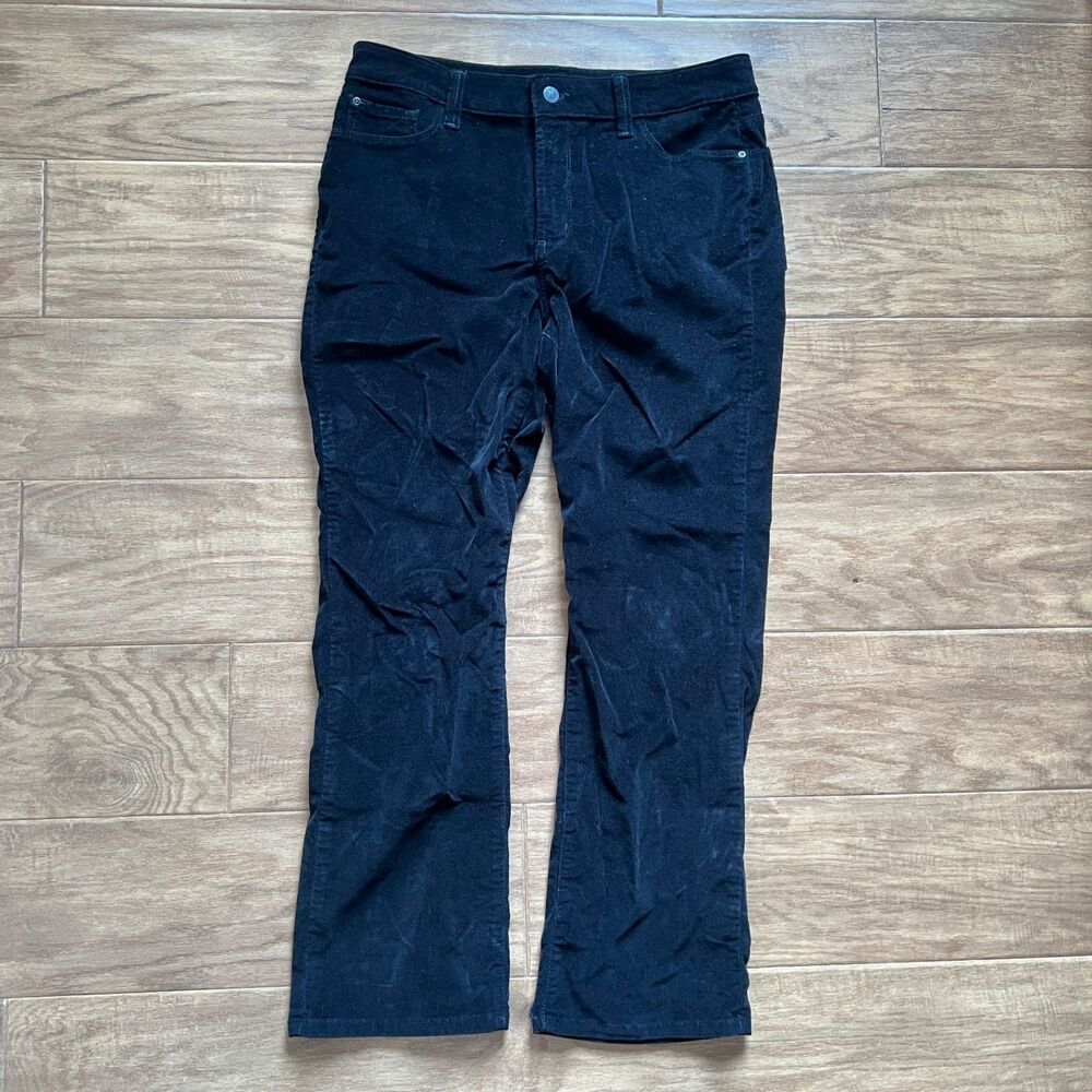 NYDJ Corduroy Pants Women's Size 14P Petite Black Straight Leg